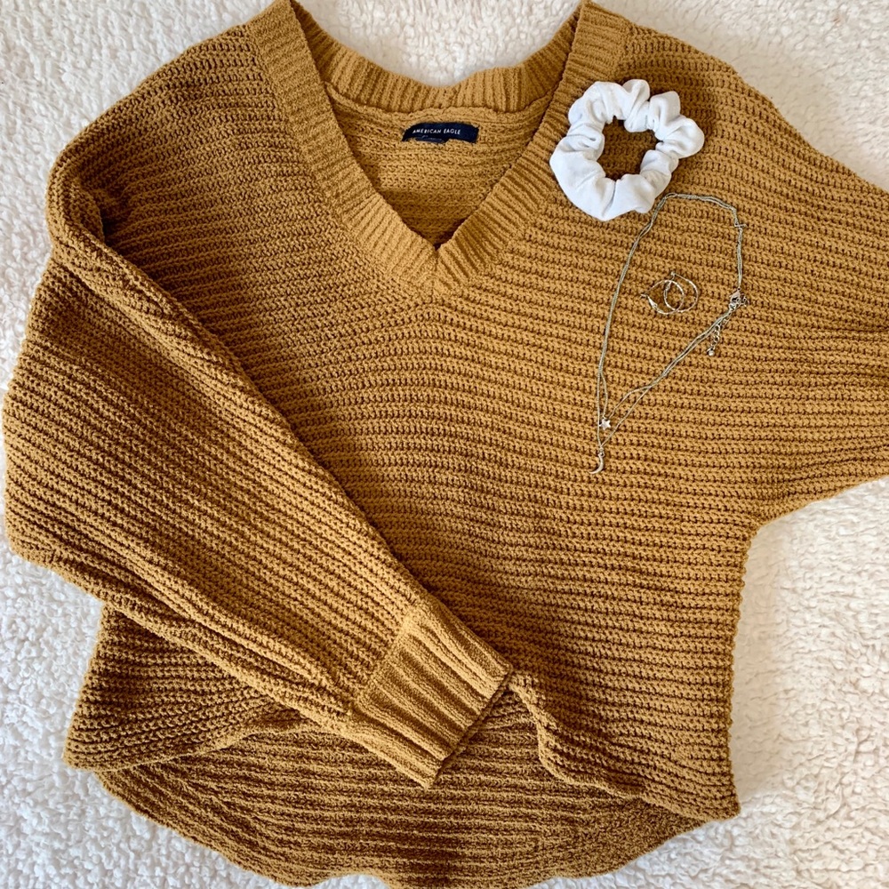 soft cropped mustard sweater